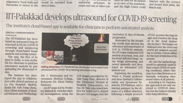IIT-Palakkad develops ultrasound for COVID-19 screening