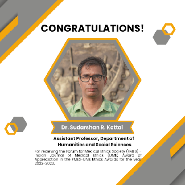 Cheers to the remarkable achievement! Congratulations to Dr. Sudarshan R. Kottai for FMES-IJME Ethics Awards